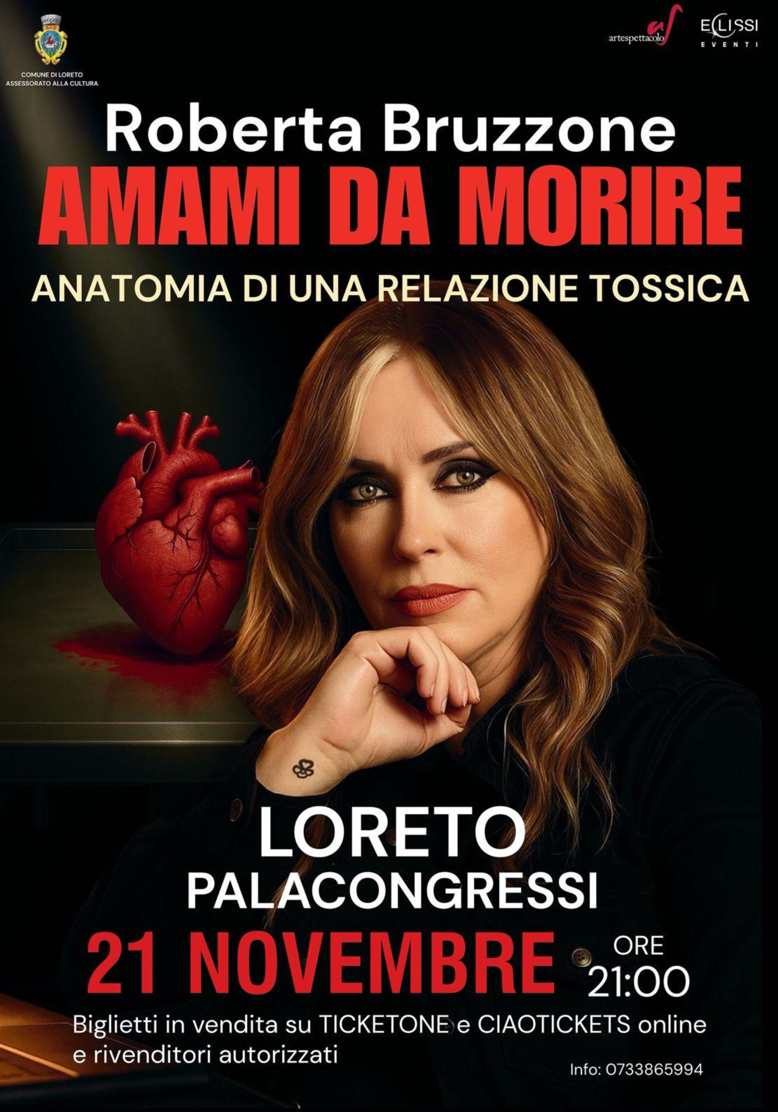 Locandina dello spettacolo Amami da morire di Roberta Bruzzone